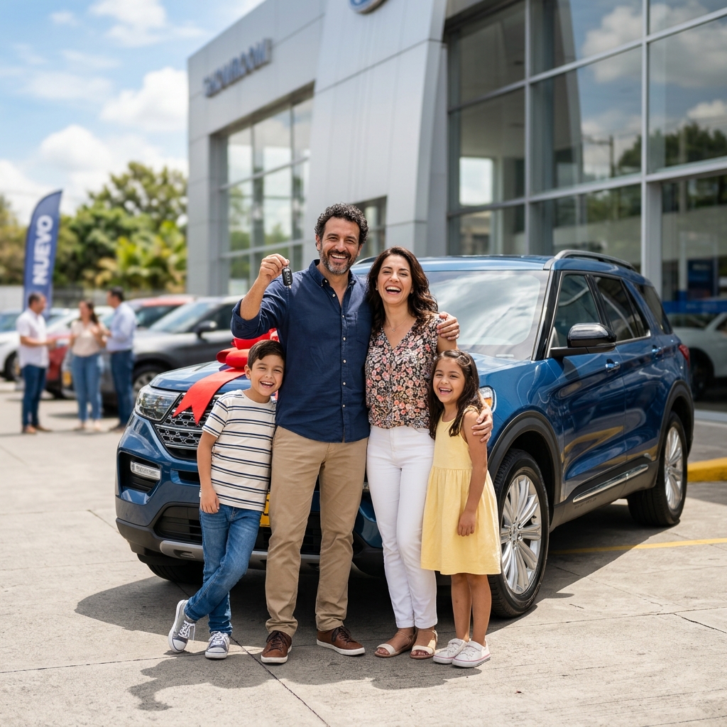 Familia Torres con su SUV Familiar